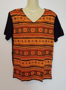 Herren Goa, Hippie Neon T-Shirt mit Muster, orange